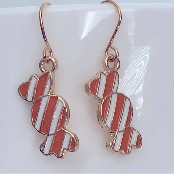 New Halloween Candy Holiday Cute Fun Handmade Striped Earrings Unique Gifts - Picture 2 of 4